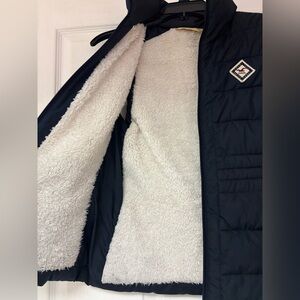Hollister Navy Puffer Vest with Cream Lining